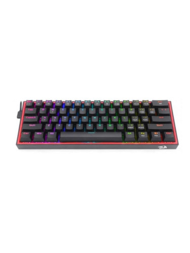  Механична клавиатура Redragon - K617 Fizz, Red Linear, RGB, 60%, черна