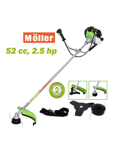 Тример бензинов MOLLER GBC-52S, 2.5 конски сили, 43 см, 52 cc, с нож и корда