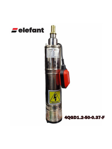 Помпа водна, сондажна, винтова, 1", 370W, 70 м напор, Elefant 4QGD1.2-50-0.37-F