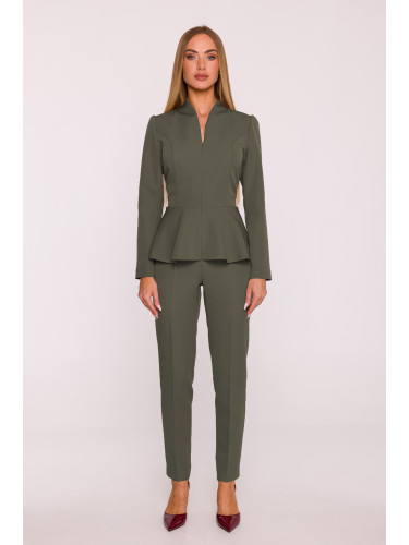 Made Of Emotion Woman's Jumpsuit with a peplum and long sleeves - khaki