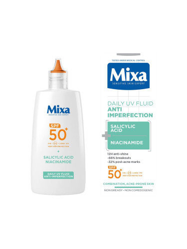 Mixa Anti-Imperfection Daily UV Fluid SPF 50+ Флуид против кожни несъвършенства с UV