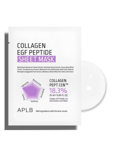 APLB Collagen EGF Peptide Sheet Mask Лист маска за лице с колаген