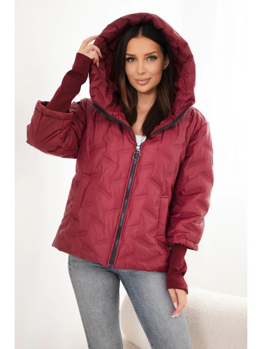 Kesi Włoski Women's quilted jacket with hood and pockets plum