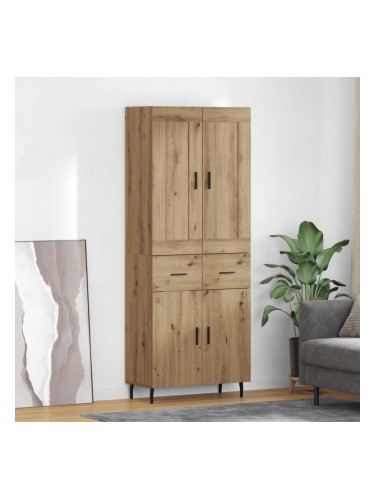 Sonata H Висок шкаф с чекмедже 2 pcs Дъб Инженерна дървесина и стъкло
