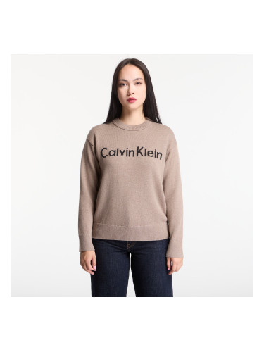 Пуловер Calvin Klein Jeans Contrast Logo Ls Sweater Shiitake Melange S