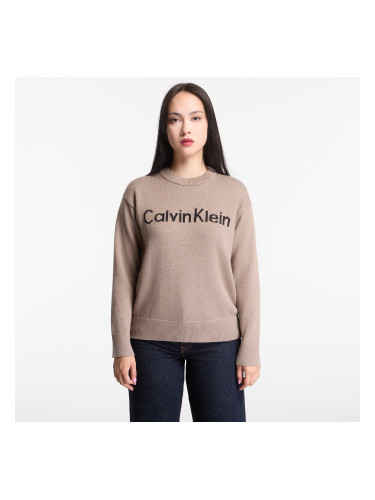 Пуловер Calvin Klein Jeans Contrast Logo Ls Sweater Shiitake Melange XS