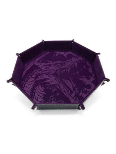  Табла за зарове GlassStaff - XL Octagonal Foldable Dice Tray, Dragon Skin Edition, лилава