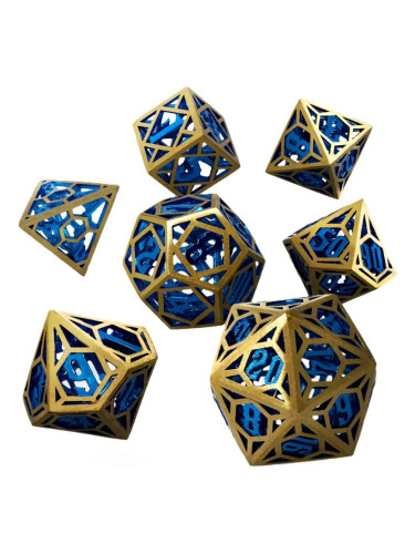  Комплект зарове GlassStaff - Hollow Metal RPG Dice Set, Azure Crown (7 бр.)