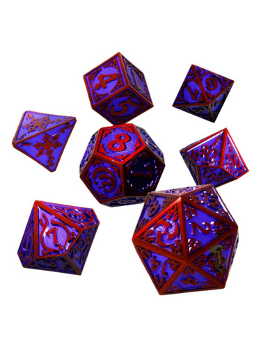  Комплект зарове GlassStaff - Metal RPG Dice Set, Runeflare (7 бр.)