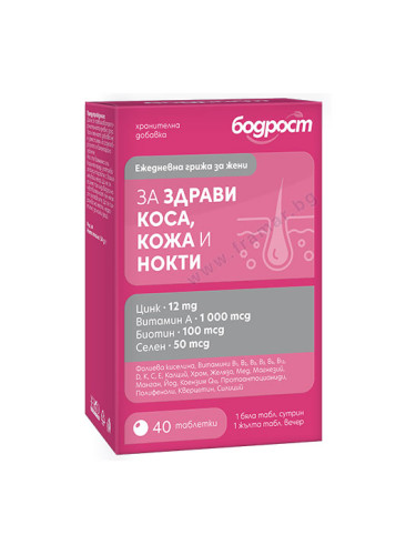 БОДРОСТ ЗА ЗДРАВИ КОСА, КОЖА И НОКТИ таблетки * 40