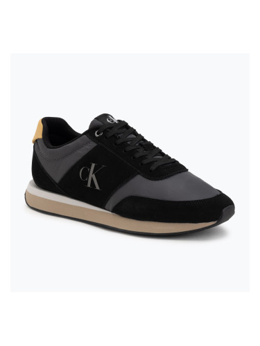 Мъжки обувки Calvin Klein HM0HM02212 Retro Runner Bans Leather Suede black/iron gate/amber gold