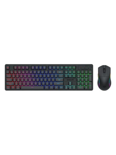  Гейминг комплект Redragon - S107-KS, безжичен, RGB, черен