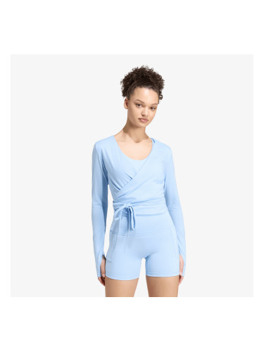 Тениска adidas 3 Stripes Studio Soft Ballet Wrap Top Glow Blue/ Earth Strata XL