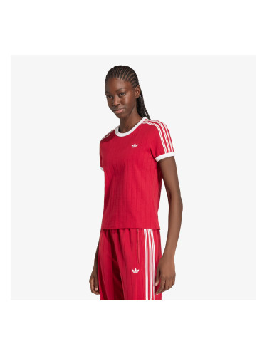 Тениска adidas Pinstripe Short Sleeve Slim Tee Team Victory Red/ White/ Team Victory Red L
