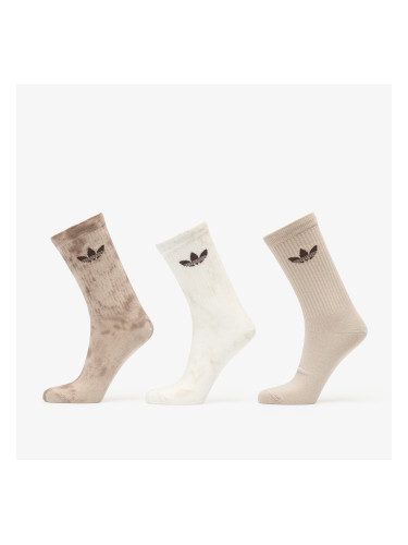 adidas Tie Dye Crew Socks 3 Pairs Off White/ Wonder Beige/ Dark Brown S