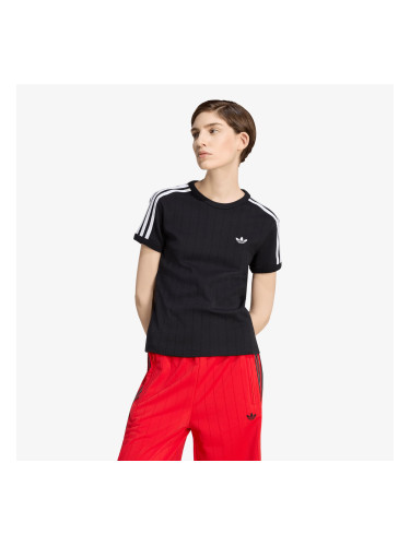 Тениска adidas Pinstripe Short Sleeve Slim Tee Black/ White/ Grey Two L