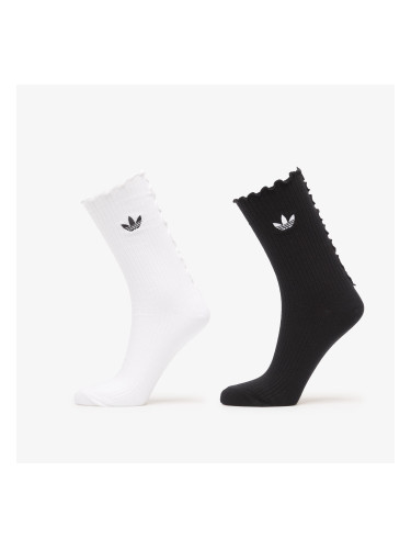 adidas Ruffle Crew Socks 2 Pairs Black/ White S