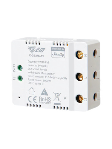Wi-Fi Smart реле, 25А, 240VAC, Ogemray Smart Relay 25A, 070885