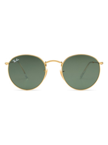 Ray-Ban Round Metal RB3447N 001 - кръгла слънчеви очила, мъжки, златни