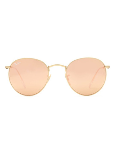 Ray-Ban Round Metal RB3447 112/Z2 - кръгла слънчеви очила, дамски, златни, огледални