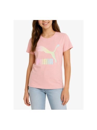 PUMA Clasics Shiny Color Logo Tee Pink