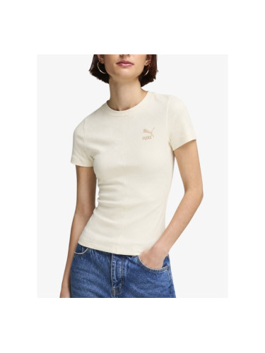 PUMA Classics Ribbed Slim Tee Pink