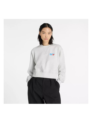 Суитшърт New Balance Athletics Premium Logo Relaxed Crop Crew Ash Heather XXL