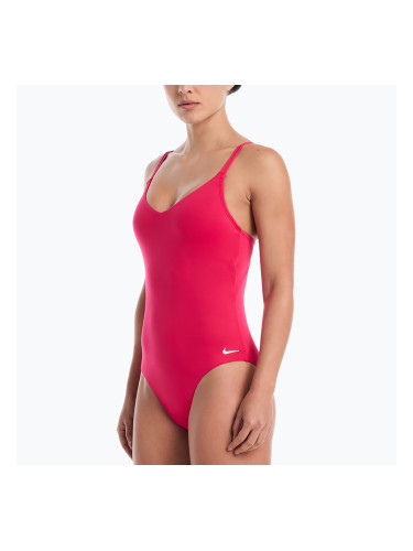 Дамски цял бански костюм Nike Essential V-Neck rush pink