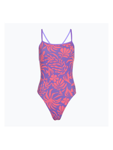 Дамски цял бански костюм Speedo FL Printed Web Back coral cluster/indigo glow