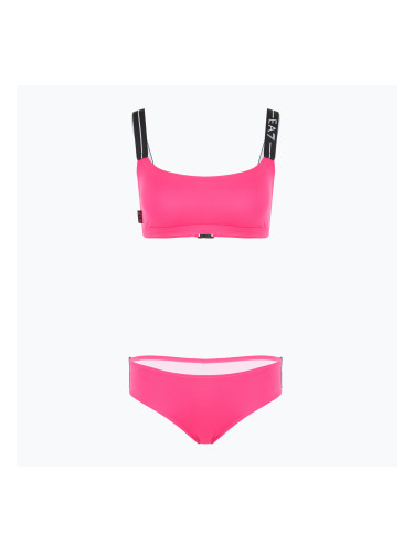 Дамски бански костюм от две части EA7 Emporio Armani Logo Tape Bikini Top neon pink