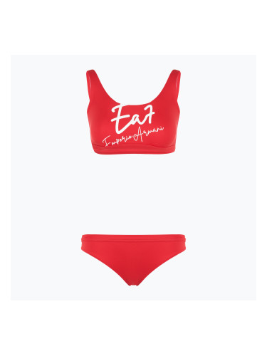 Дамски бански костюм от две части EA7 Emporio Armani Maxi Logo Bikini Top racing red