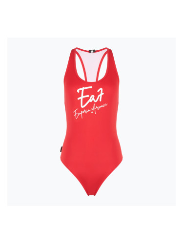 Дамски бански от една част EA7 Emporio Armani Maxi Logo One Piece racing red