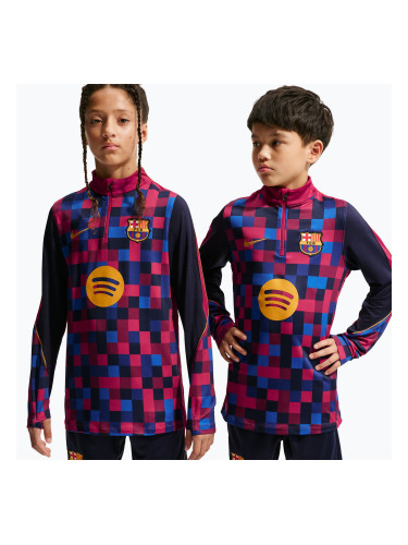 Детски футболен суитшърт Nike FC Barcelona Dri-Fit Strike Drill Top noble red/noble red/mineral yellow