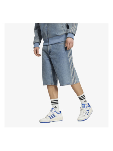 Къси панталони adidas Firebird Adicolor Denim Jorts Mid-rise Straight Leg Worn Blue Denim 38