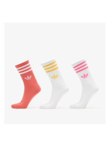 adidas 3-Stripes Crew Socks 3-Pack White/ Lucid Pink/ Preloved Scarlet S