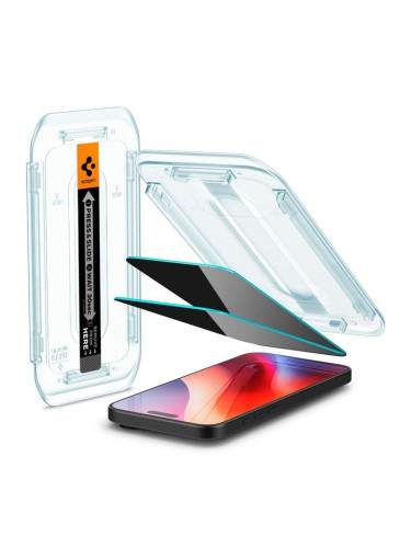 Стъклен протектор Spigen GLAS.tR EZ Fit (Privacy), За iPhone 17/16 Pro Max, Прозрачен
