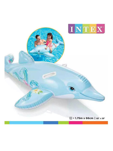 Надуваем делфин 175x66 см, INTEX 58535NP Lil' Dolphin Ride-On