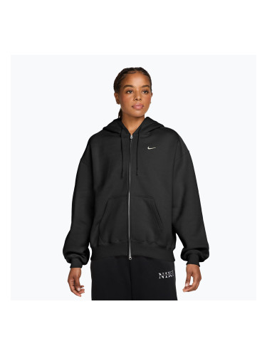Дамски суитшърт Nike Studio Fleece Medium Weight Oversized Full Zip total black/sail