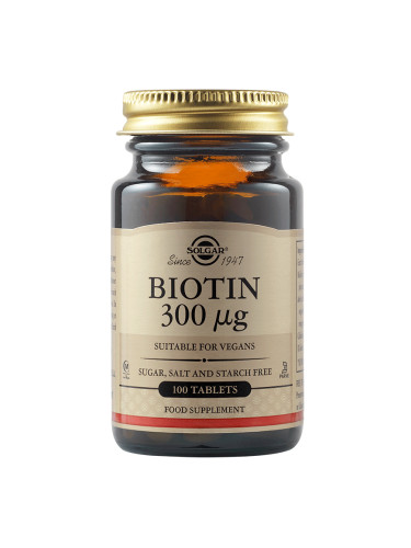 SOLGAR - Biotin 300 mcg - 100 веган капсули
