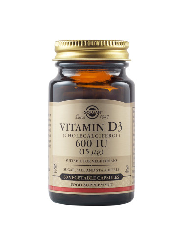 SOLGAR - Vitamin D3 600 IU - 60 веган капсули