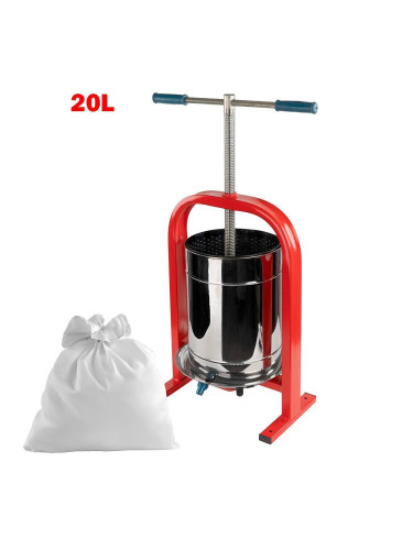 Преса за грозде, ръчна, Dionis Inox, 20 л обем на контейнер, двойна вана