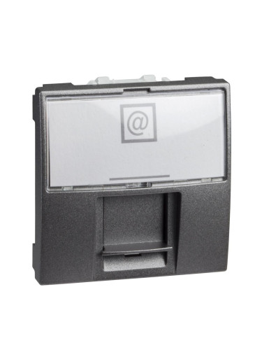 Розетка единична, RJ45, за вграждане, цвят графит, MGU3.411.12