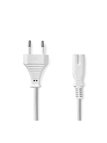 Захранващ кабел, 2x0.75mm2, еврощепсел - IEC-320-C7, 3m, бял, PVC, PCGP11040WT30, NEDIS