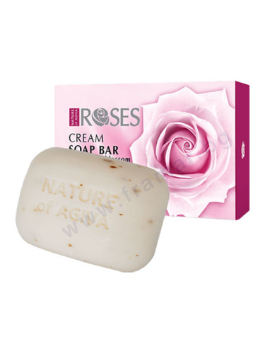 ТОАЛЕТЕН БЯЛ САПУН ROSES С НАТУРАЛЕН ЦВЯТ ОТ РОЗИ 75 г NATURE OF AGIVA