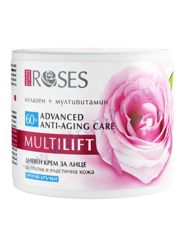 ДНЕВЕН КРЕМ ЗА ЛИЦЕ ROSES МУЛТИ ЛИФТ 60+ КОЛАГЕН + МУЛТИВИТАМИН 50 мл NATURE OF AGIVA