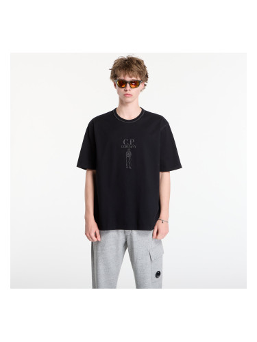 Тениска C.P. Company Mercerized Jersey 30/2 Twisted Short Sleeve Logo T-Shirt Black L