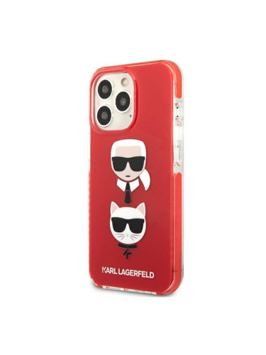 Гръб Karl LagerfeldTPE Karl and Choupette Heads Case за iPhone 13 Pro - Червен