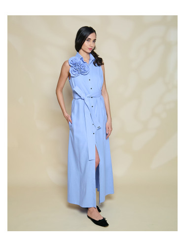 Рокля JOANA BLUE с 3D цветя