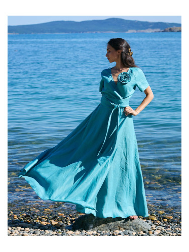 Макси ленена рокля STELLA OCEAN BLUE