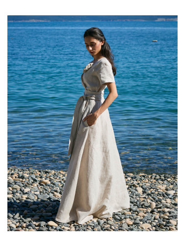 Макси ленена рокля STELLA NATURAL SAND